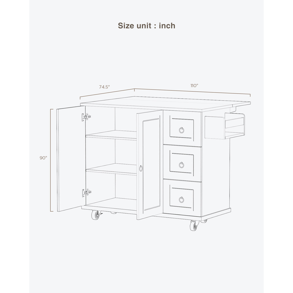 Red Barrel Studio® 41.7'' Wide Rolling Kitchen Island with Solid Wood